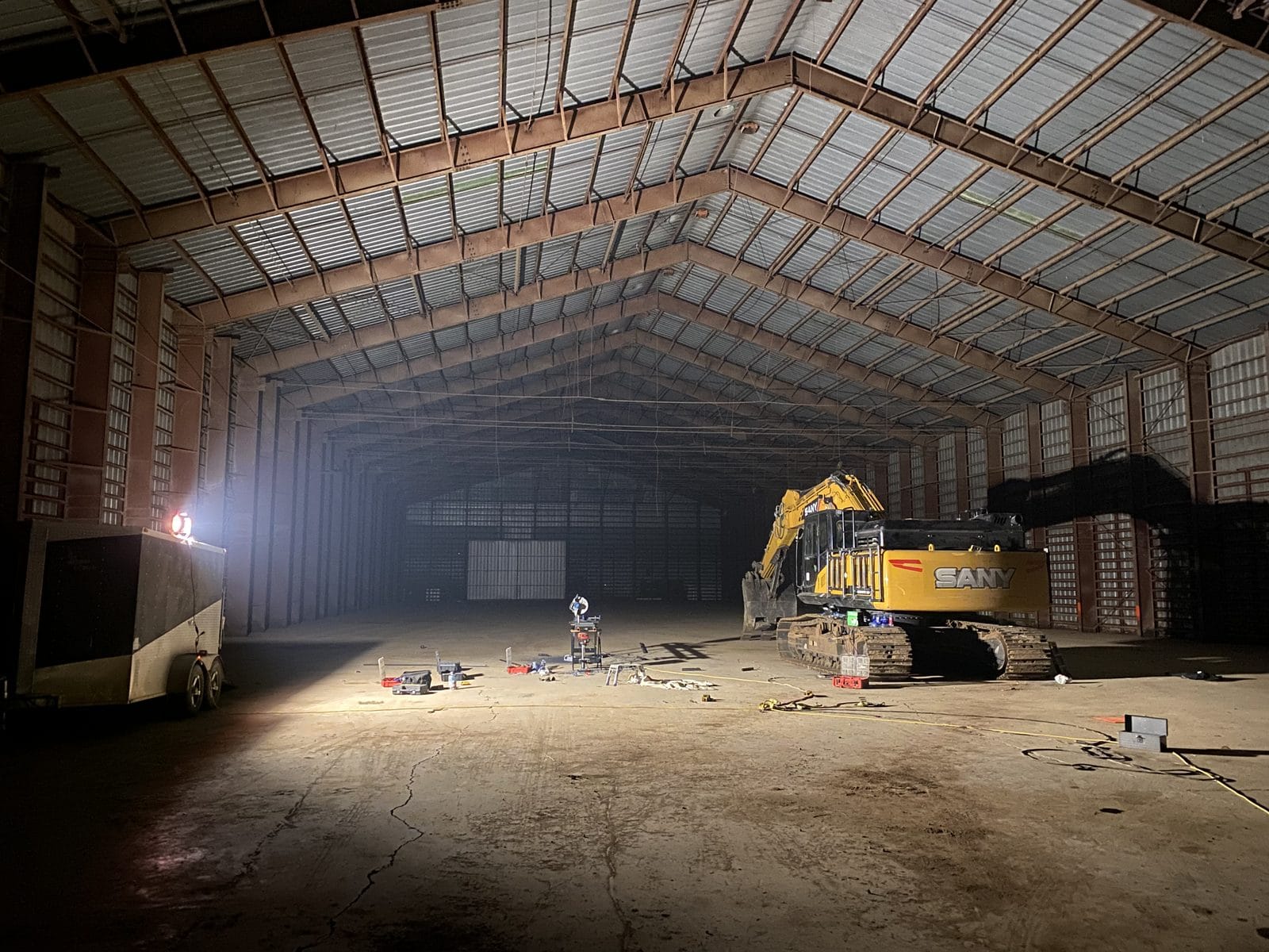 Structural steel building frame, interior